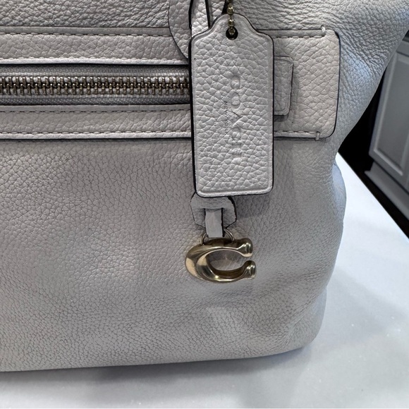 COACH Pebble Leather Taylor Medium Tote C Dangle Charm Chalk EUC - Picture 3 of 16